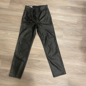 GAP Black Faux Leather Cheeky Straight Sky High Pants